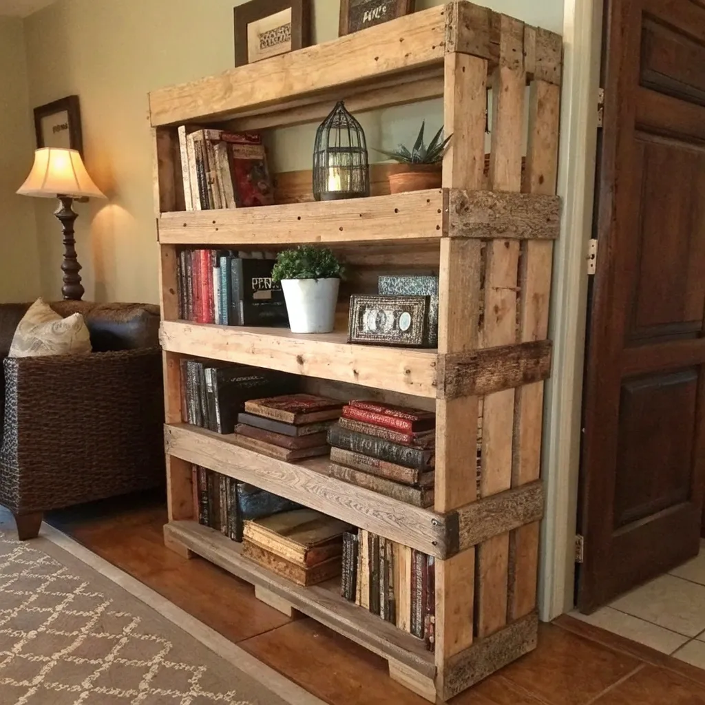 Rustic Pallet Bookshelf